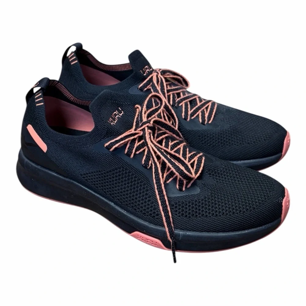 KURU FLUX Black-SoftCoral NOVAKnit EVA Foam Running Shoes Women's 11 Sneakers